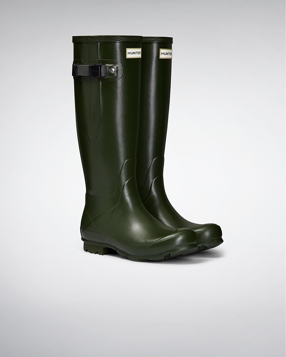 Hunter Norris Field Side Adjustable Tall Rain Boots - Sale Clearance Womens Green - EIBQPY435